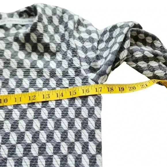 & Other Stories Dress Quilted Long Sleeves Grey White Jacquard Print Women's 10 - Picture 12 of 14
